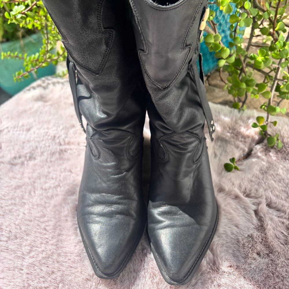 Code West Great Western Boots Black with Tassels Sz 6M - Picture 8 of 8